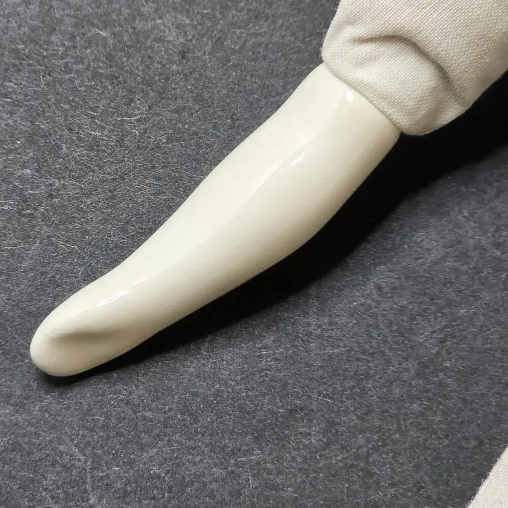 Antique German China Head Doll Lowbrow Boots porcelain arms legs Cloth Body 11